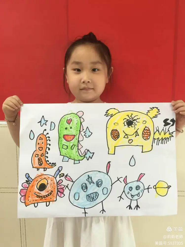 润城周五大班美术课—怪兽来了